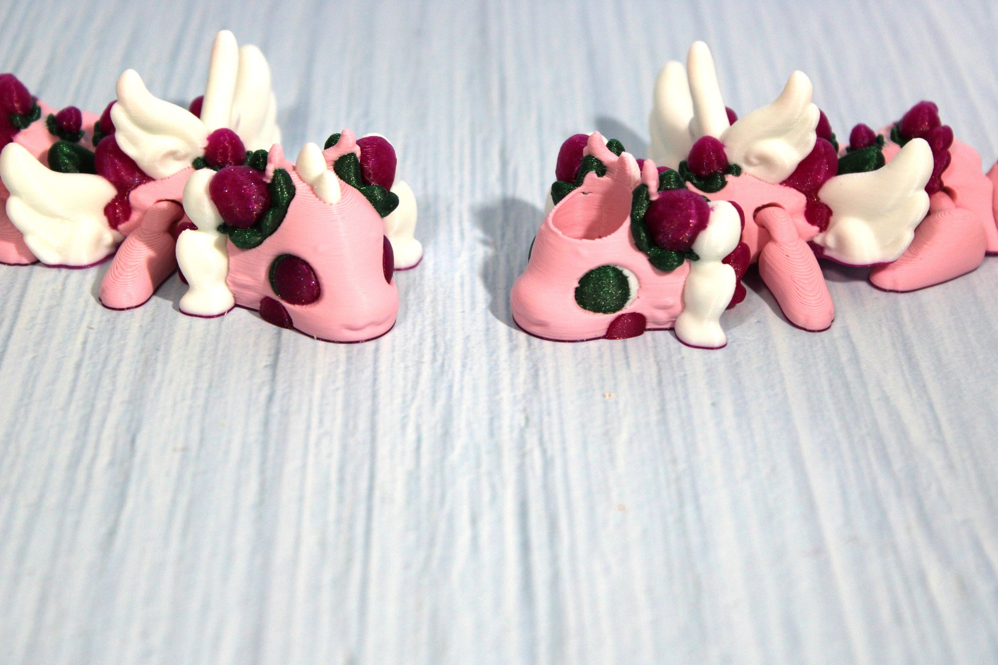 Strawberry Dragon 6" Long with Straw Buddy Options - Wonderland 3D Printing 