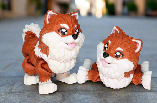 Pomeranian 3D Printed Articulated Figurine Fidget - Wonderland 3D Printing 