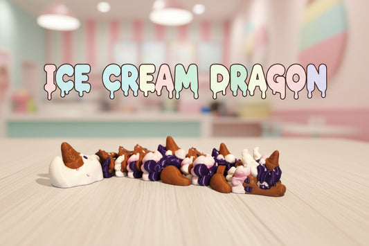 Ice Cream Dragon 9.5" Long-3d printed - Wonderland 3D Printing 