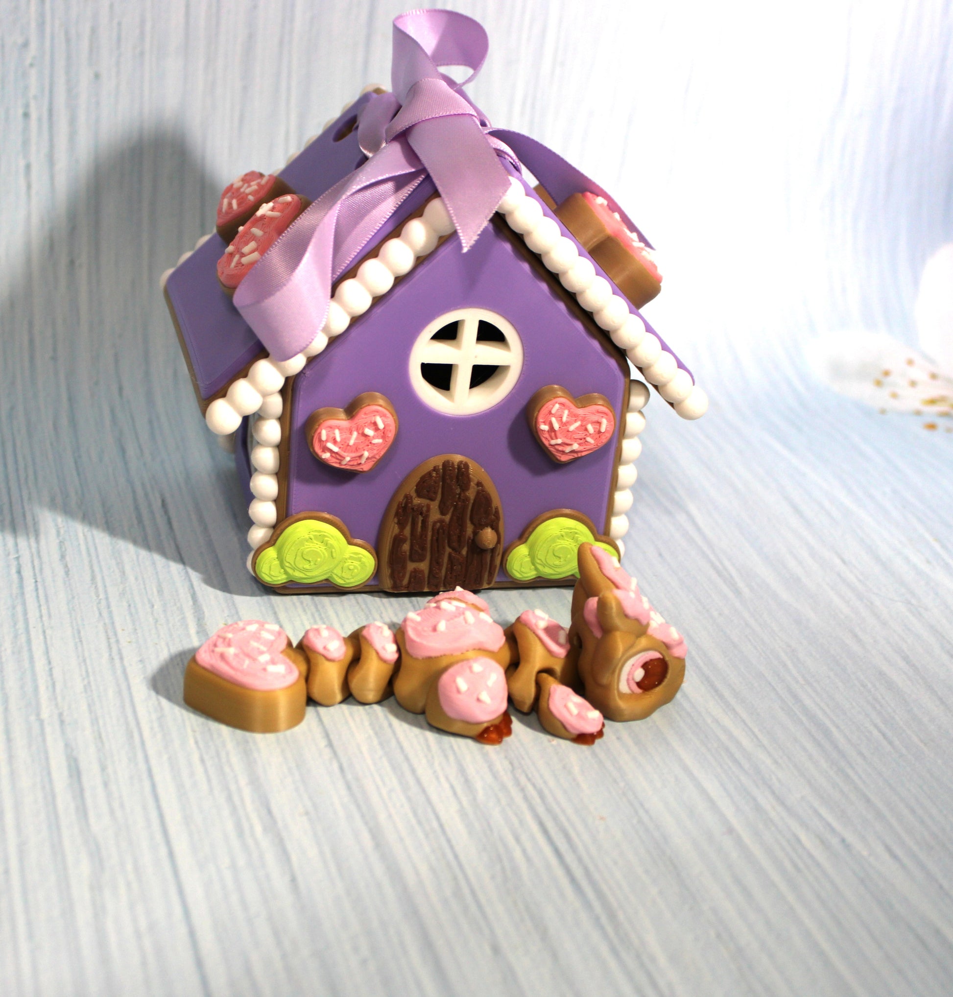 Sugar Cookie Dragon with Bonus Clicker tail Version-Cookie House Options - Wonderland 3D Printing 