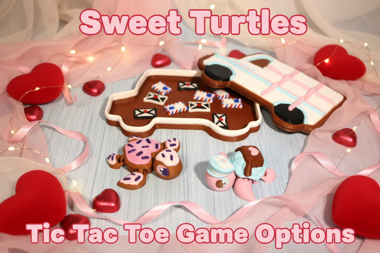 Sweet Turtles 2.5" Long with Tic Tac Toe Game Options-3d printed - Wonderland 3D Printing 