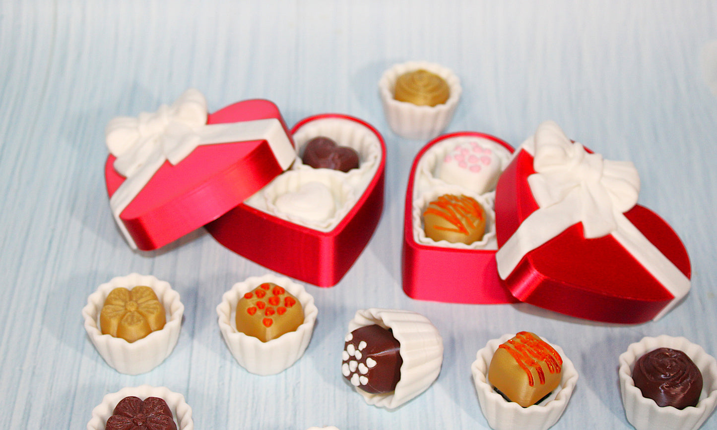 Valentines Heart box with Chocolate Clickers-3d printed-Chocolates are randomly selected - Wonderland 3D Printing 