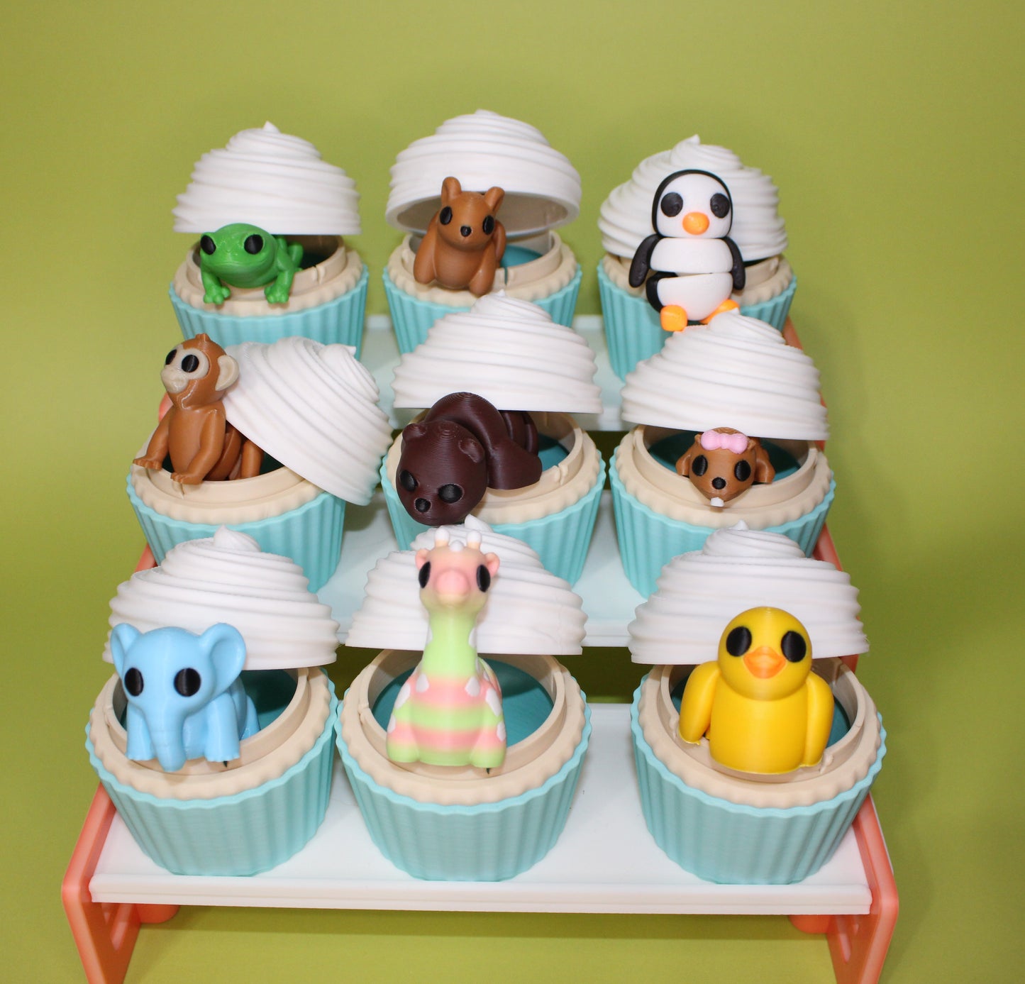 Cupcakes & Stand with Minis-3D Printed Articulated Fidget Toys. Great for Birthday Parties! - Wonderland 3D Printing 