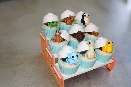 Cupcakes & Stand with Minis-3D Printed Articulated Fidget Toys. Great for Birthday Parties! - Wonderland 3D Printing 