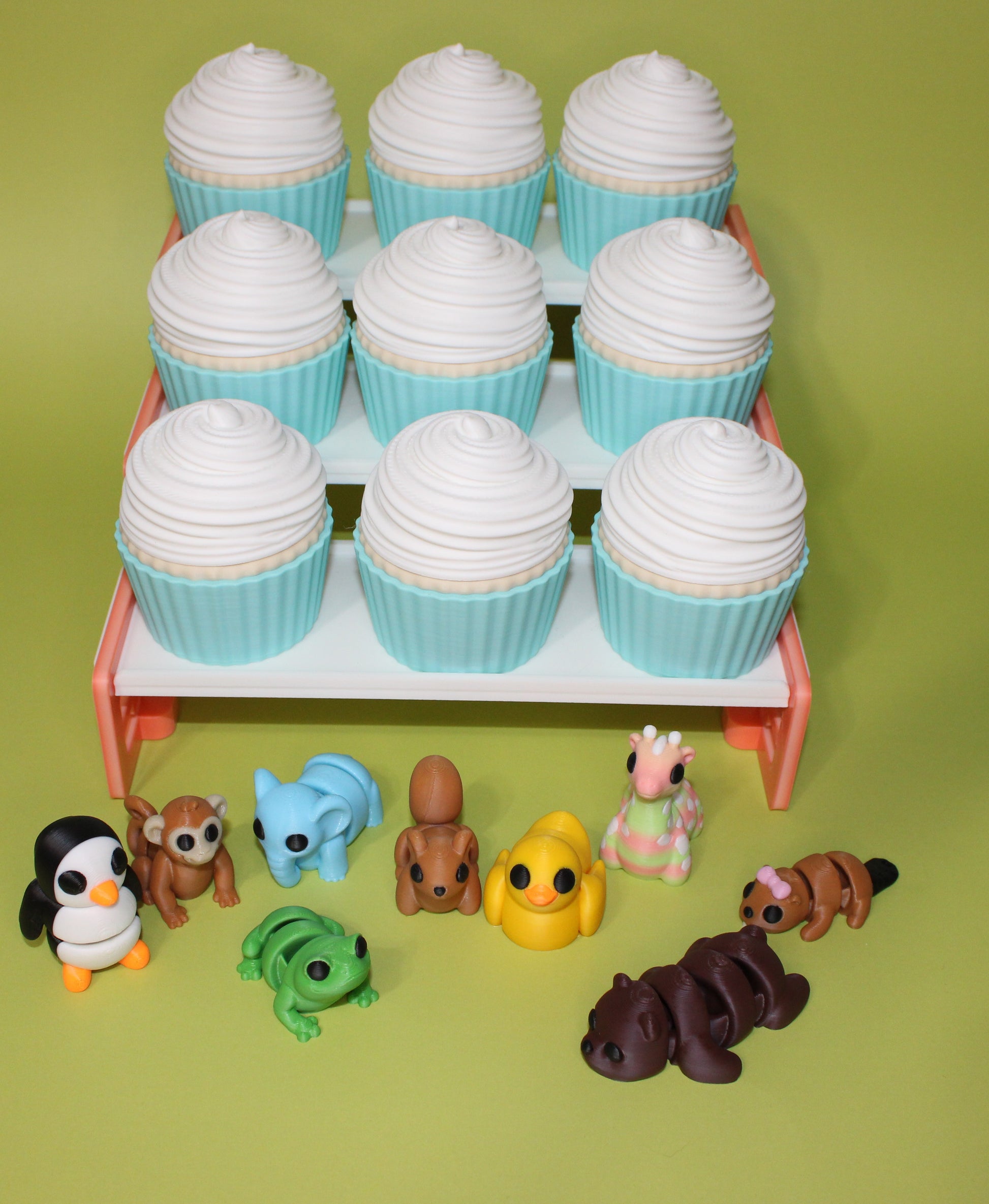 Cupcakes & Stand with Minis-3D Printed Articulated Fidget Toys. Great for Birthday Parties! - Wonderland 3D Printing 
