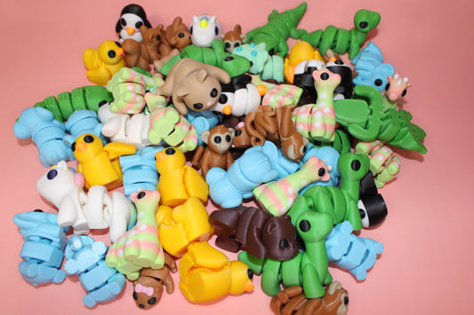 Random Packs of Mini Zou Pocket Pets-0.8-1.5 inches. 3D Printed Mini Fidget Figurines. Great for Birthday Parties! - Wonderland 3D Printing 