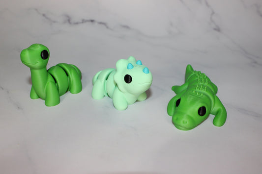 Mini Dinosaurs -3D Printed Articulated Fidget Toys - Wonderland 3D Printing 