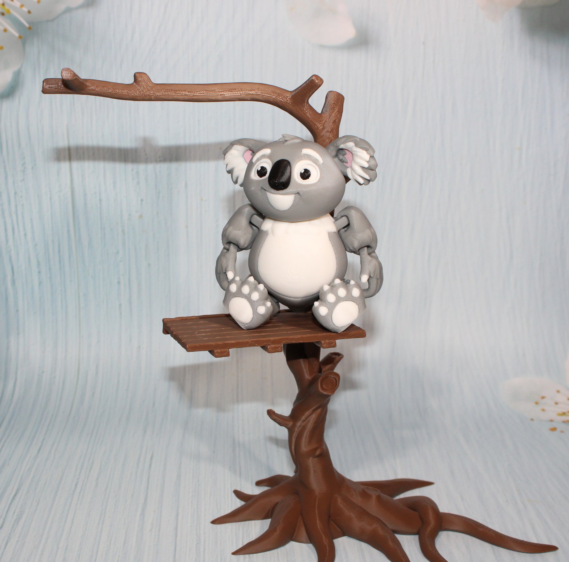 Koala with Tree Options 3D Printed Articulated Figurine - Wonderland 3D Printing 