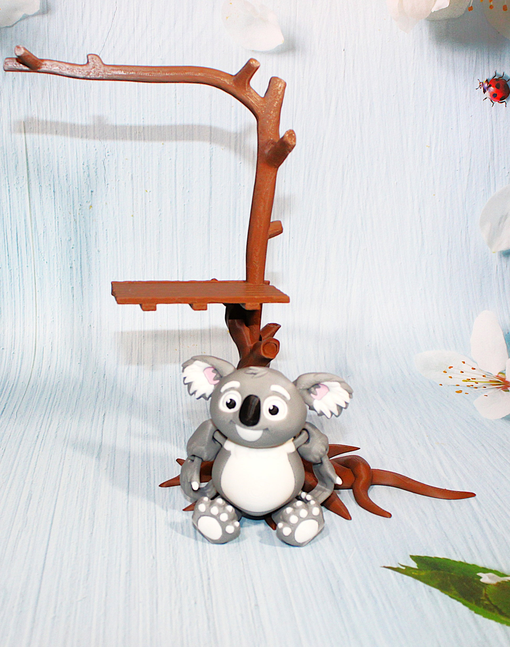 Koala with Tree Options 3D Printed Articulated Figurine - Wonderland 3D Printing 