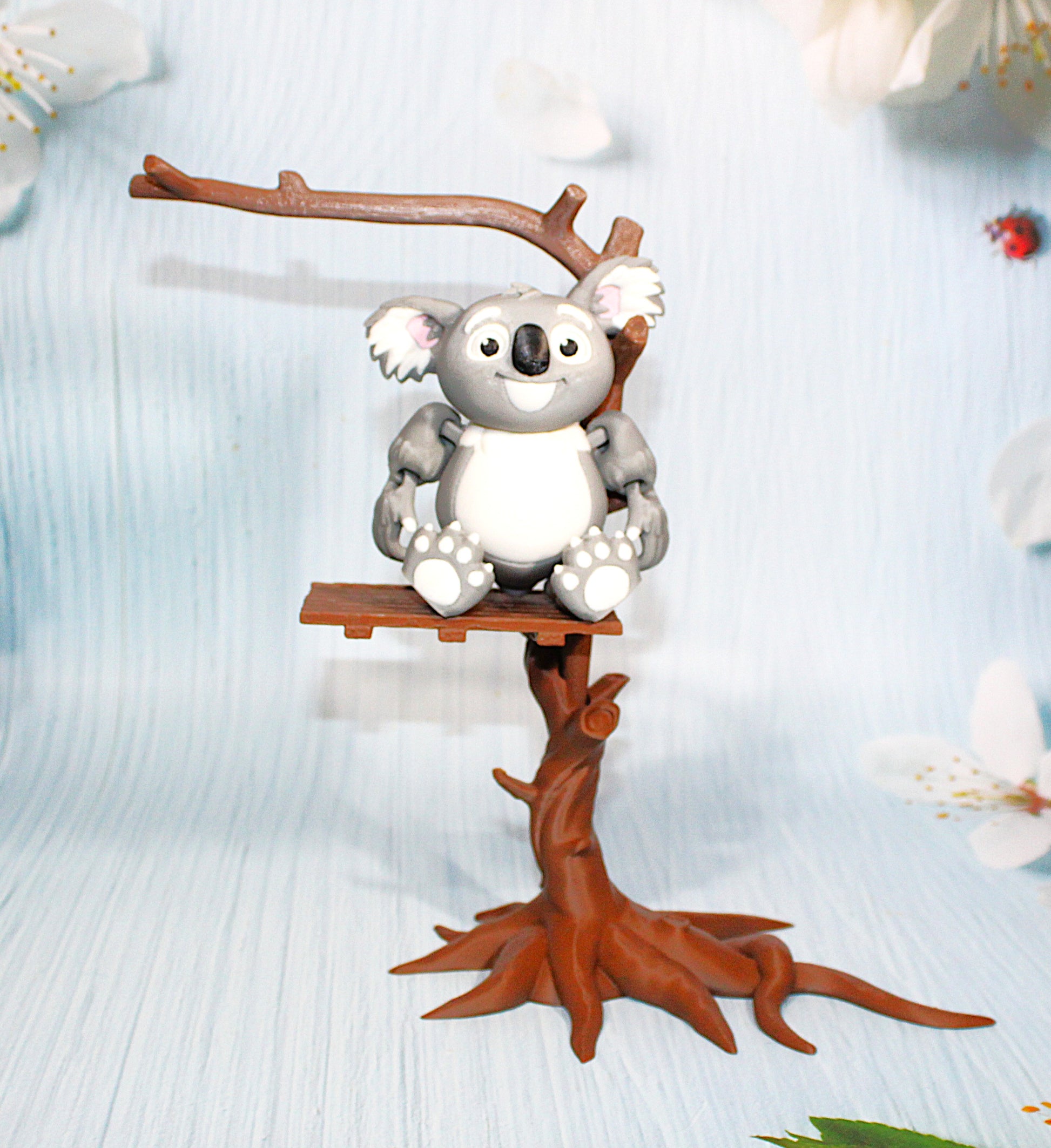 Koala with Tree Options 3D Printed Articulated Figurine - Wonderland 3D Printing 