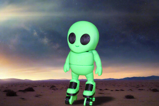 Roller-Skating Alien 6.5 inches Tall -3D Printed Flexi Fidget Figurines - Wonderland 3D Printing 