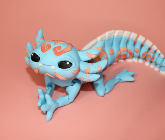 Aztec or Crochet Looking Axolotl 3D Printed Articulated Figurine - Wonderland 3D Printing 
