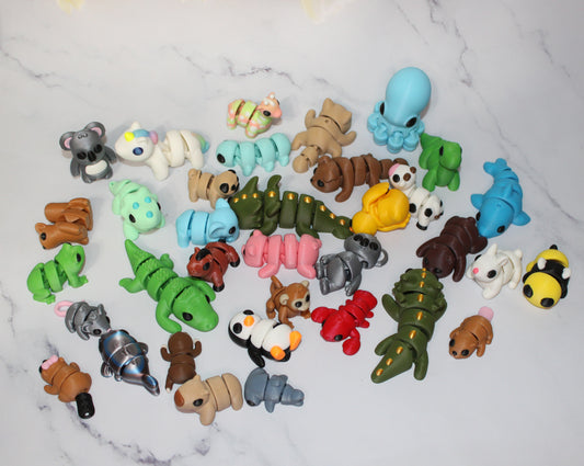 Mini Pocket Pets-0.8-1.5 inches. 3D Printed Mini Fidget Figurines. Great for Birthday Parties! - Wonderland 3D Printing 