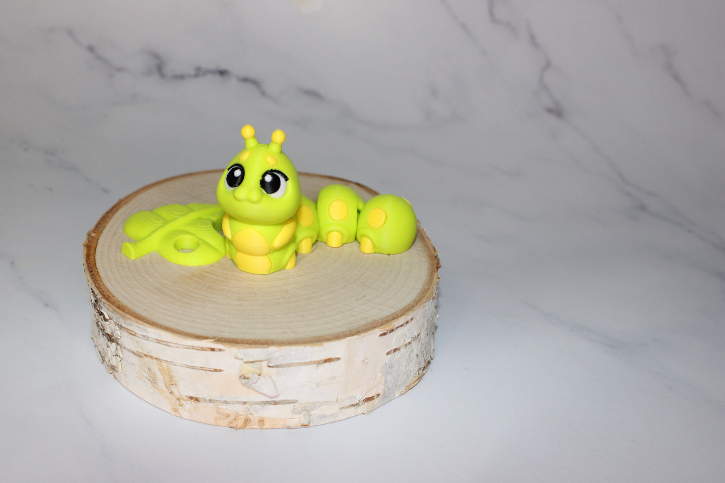 Caterpillar with Leaf or Keychain options 3D Printed Articulated Flexi Fidget
