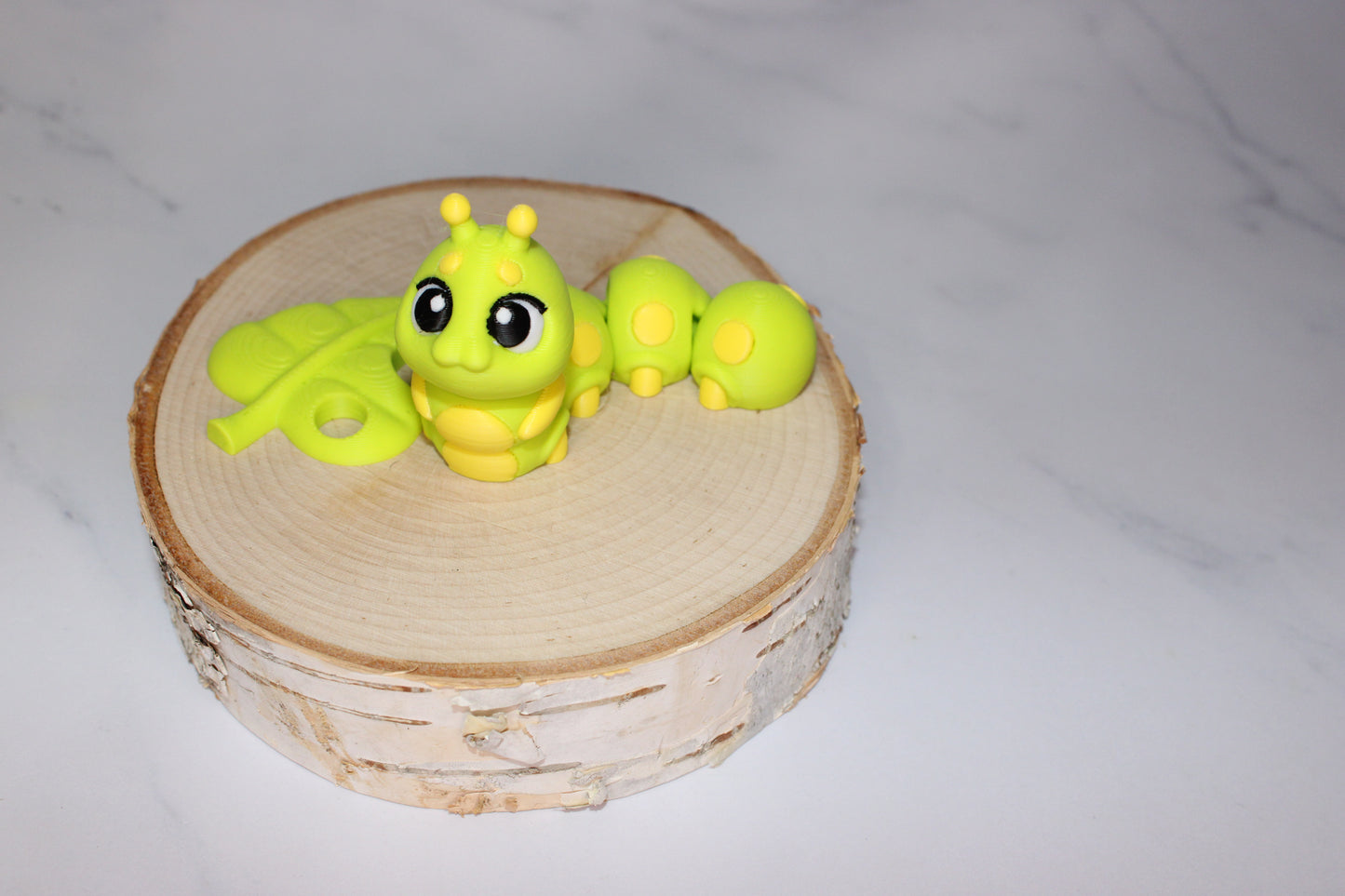 Caterpillar with Leaf or Keychain options 3D Printed Articulated Flexi Fidget