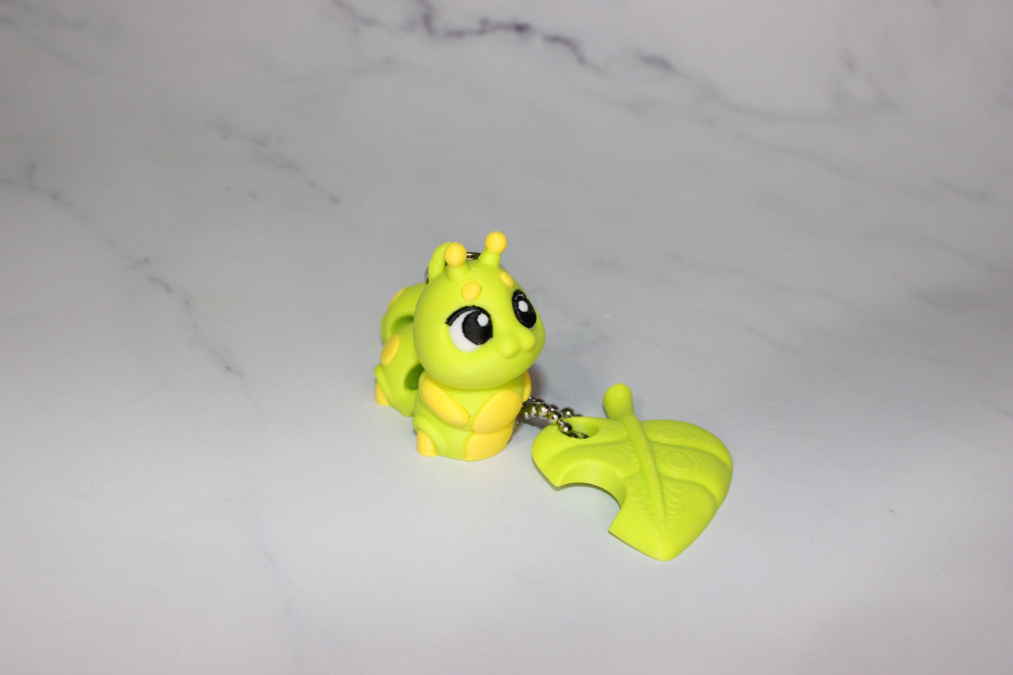 Caterpillar with Leaf or Keychain options 3D Printed Articulated Flexi Fidget
