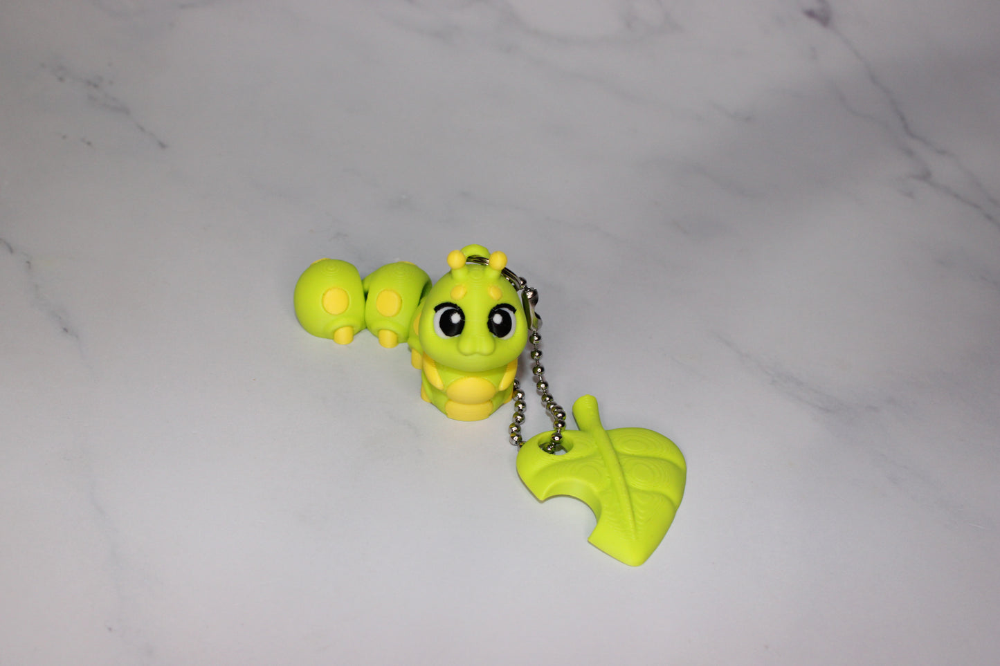 Caterpillar with Leaf or Keychain options 3D Printed Articulated Flexi Fidget