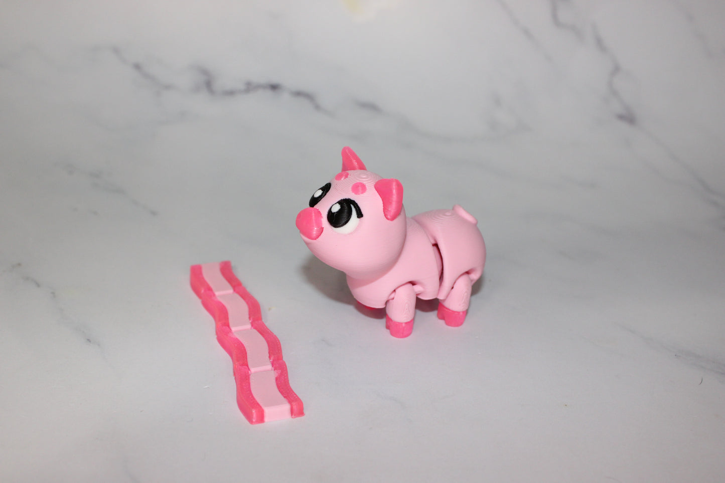 Angel Pig or Pig and Bacon with Keychain options 2.5 inches 3D Printed Articulated Flexi Fidget