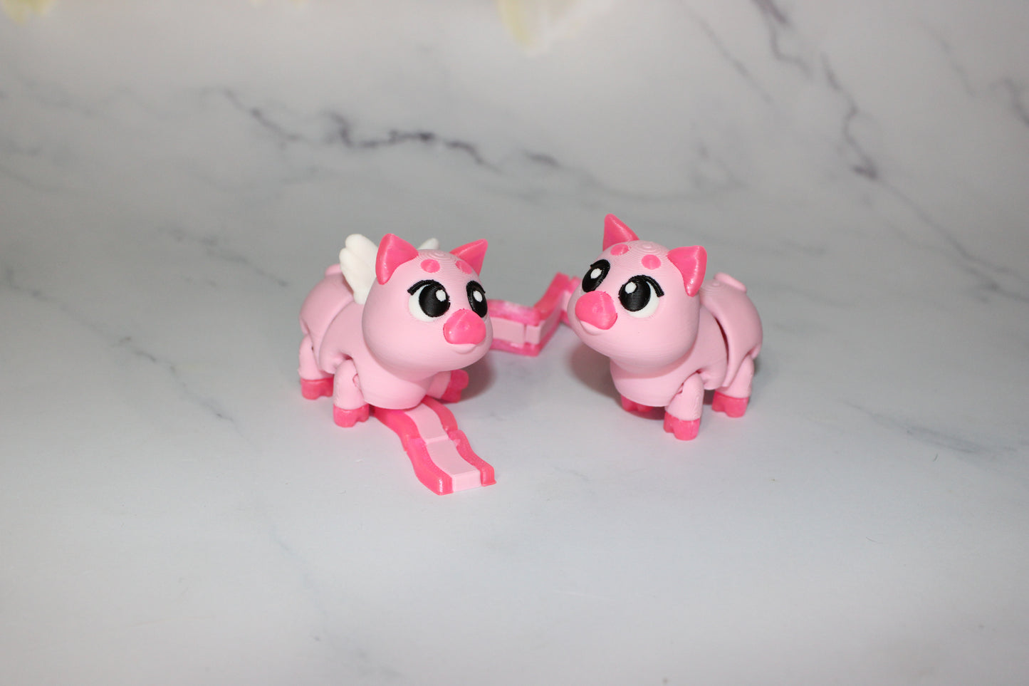 Angel Pig or Pig and Bacon with Keychain options 2.5 inches 3D Printed Articulated Flexi Fidget