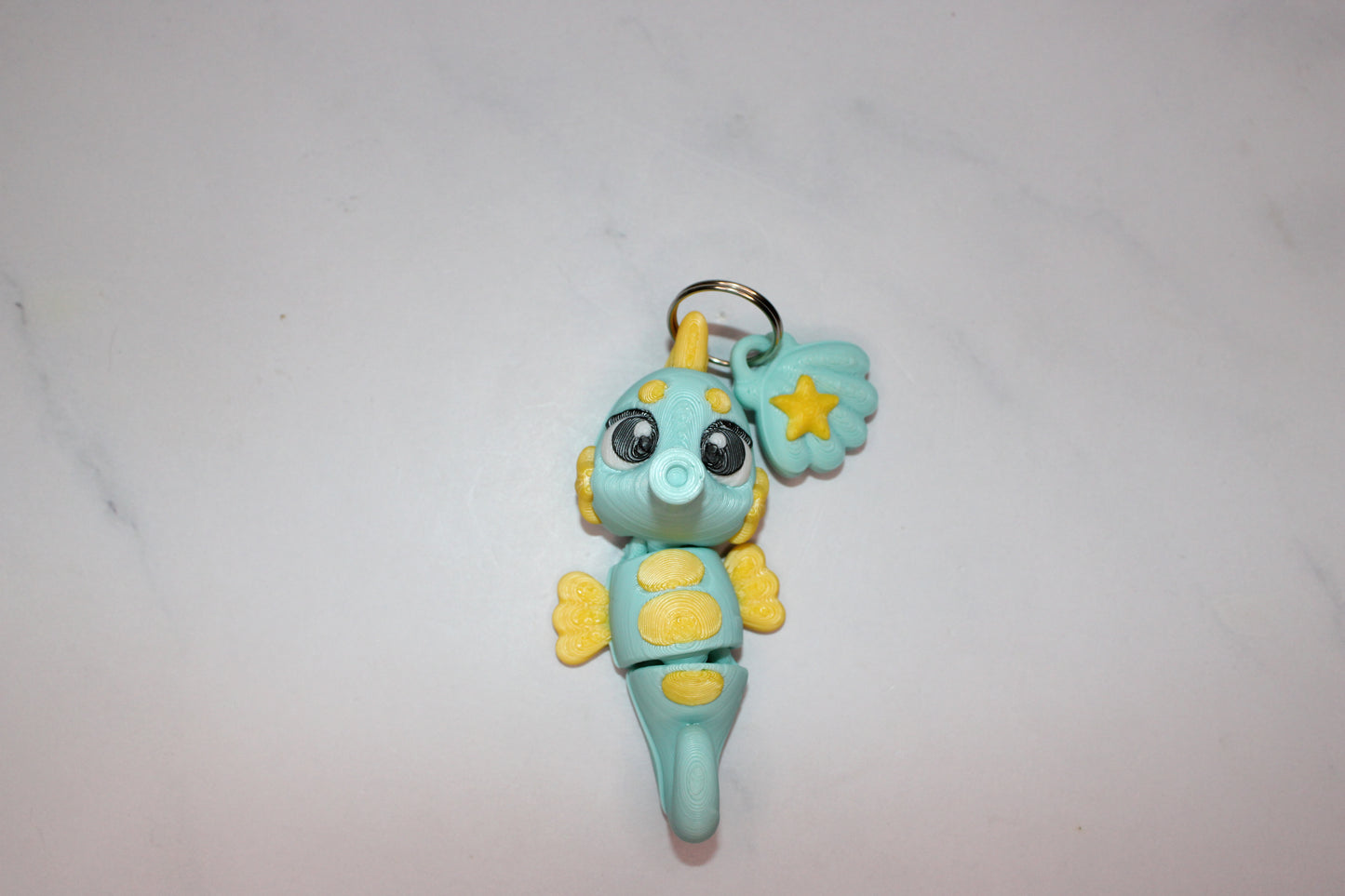 Seahorse and Shell with Keychain options 2.5 inches 3D Printed Articulated Flexi Fidget