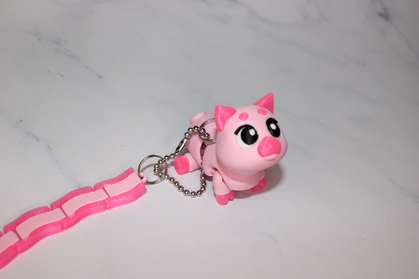 Angel Pig or Pig and Bacon with Keychain options 2.5 inches 3D Printed Articulated Flexi Fidget