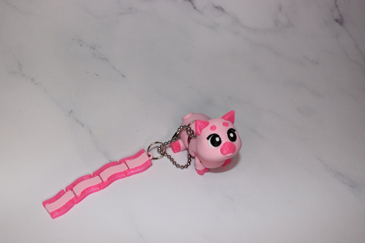 Angel Pig or Pig and Bacon with Keychain options 2.5 inches 3D Printed Articulated Flexi Fidget