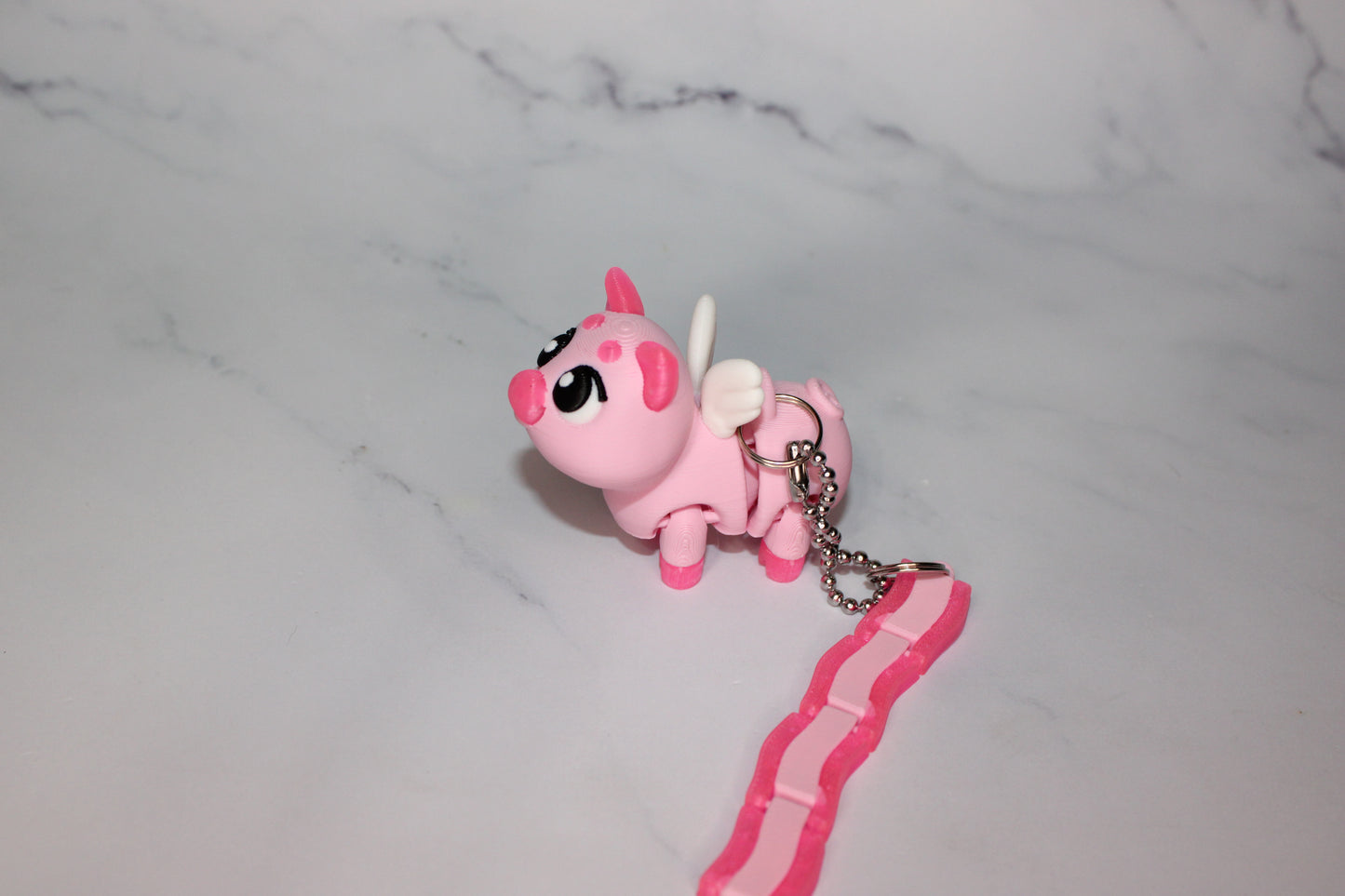 Angel Pig or Pig and Bacon with Keychain options 2.5 inches 3D Printed Articulated Flexi Fidget