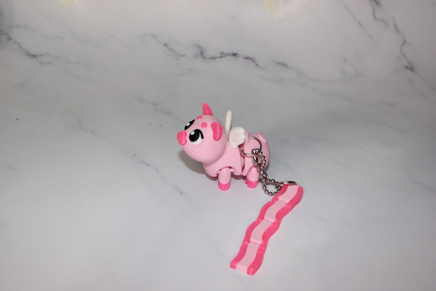 Angel Pig or Pig and Bacon with Keychain options 2.5 inches 3D Printed Articulated Flexi Fidget