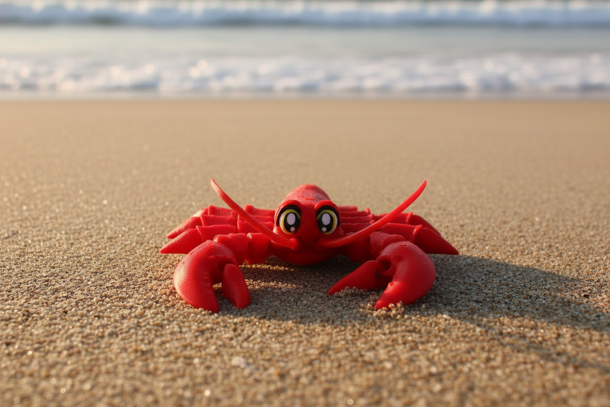 Lobster 7.5" long Flexi Fidget Articulated Toy - Wonderland 3D Printing 