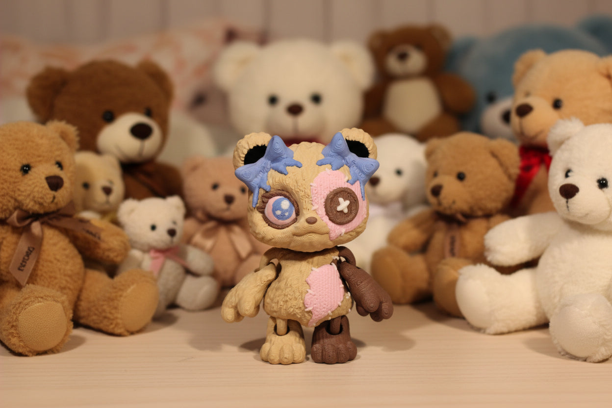 3D Printed Stuffed Teddy Bear 3.5" tall - Wonderland 3D Printing 