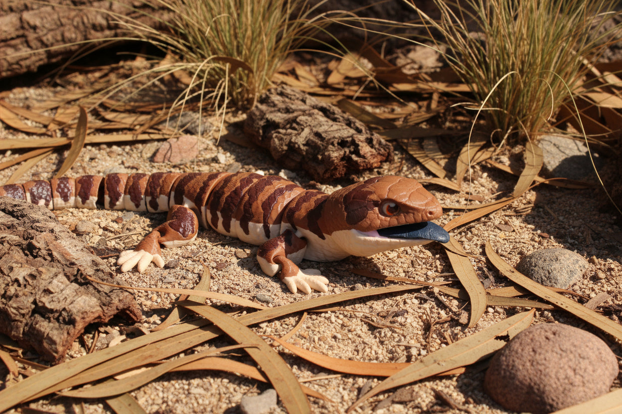 Blue Tongue Skink 3D Printed Articulated Flexi Fidget Figurine 10"Long - Wonderland 3D Printing 