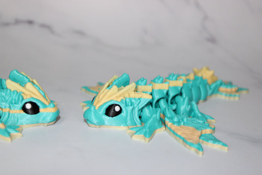 Tiny Ocean Baby Dragon5.5 inches Long 3D Printed Articulated Flexi Figurine