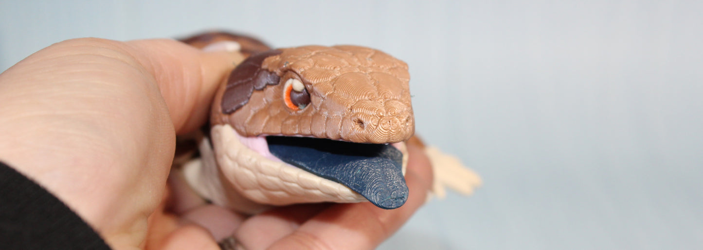 Blue Tongue Skink 3D Printed Articulated Flexi Fidget Figurine 10"Long - Wonderland 3D Printing 