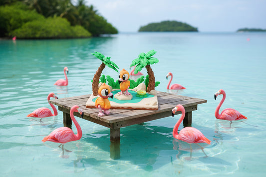 Flexi Flamingo and Mini Lagoon Showcase-3D Printed Flexi Fidget- Comes with 2 Flamingos - Wonderland 3D Printing 