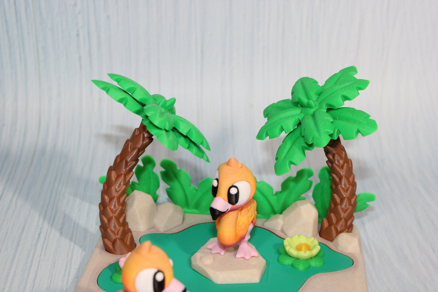 Flexi Flamingo and Mini Lagoon Showcase-3D Printed Flexi Fidget- Comes with 2 Flamingos - Wonderland 3D Printing 