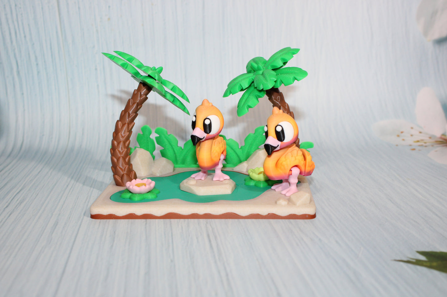 Flexi Flamingo and Mini Lagoon Showcase-3D Printed Flexi Fidget- Comes with 2 Flamingos - Wonderland 3D Printing 