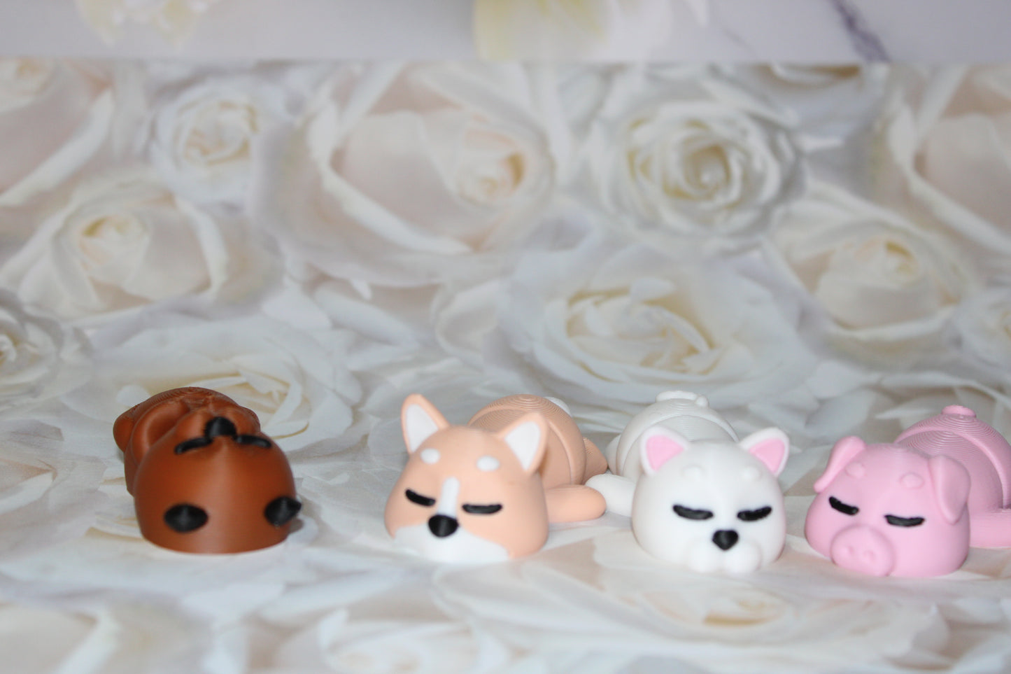 Sleeping Mini Animals Set 2.5  inches 3D Printed Articulated Flexi Fidget