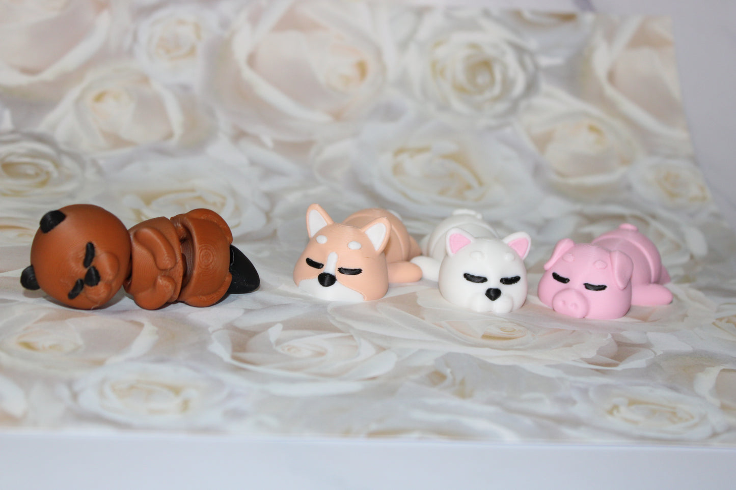 Sleeping Mini Animals Set 2.5  inches 3D Printed Articulated Flexi Fidget