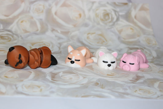 Sleeping Mini Animals Set 2.5  inches 3D Printed Articulated Flexi Fidget