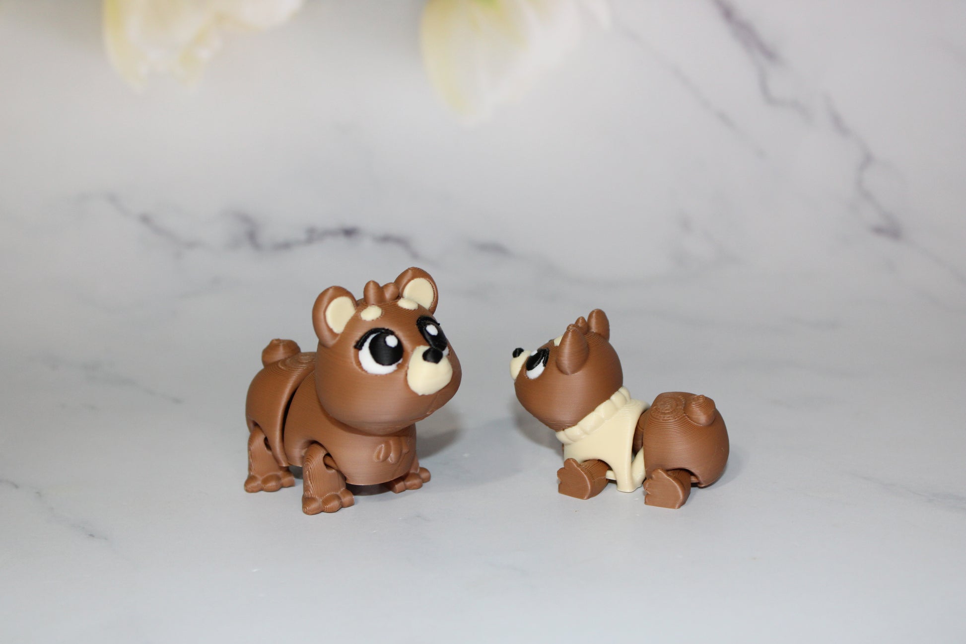 Mama and Baby Bear 8 Piece Set 3D Printed Articulated Flexi Fidget - Wonderland 3D Printing 