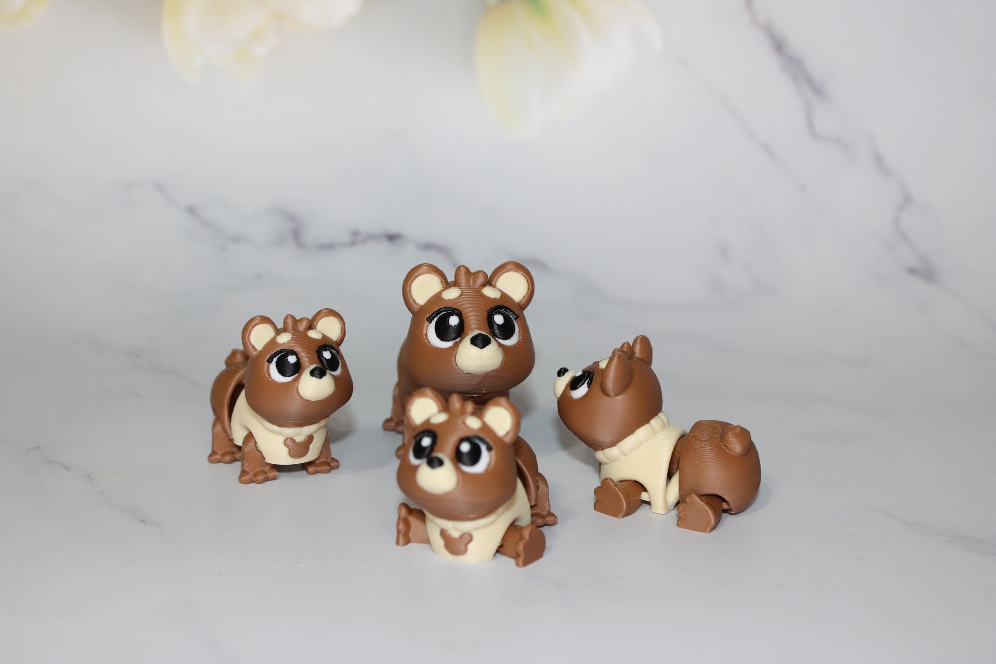 Mama and Baby Bear 8 Piece Set 3D Printed Articulated Flexi Fidget - Wonderland 3D Printing 