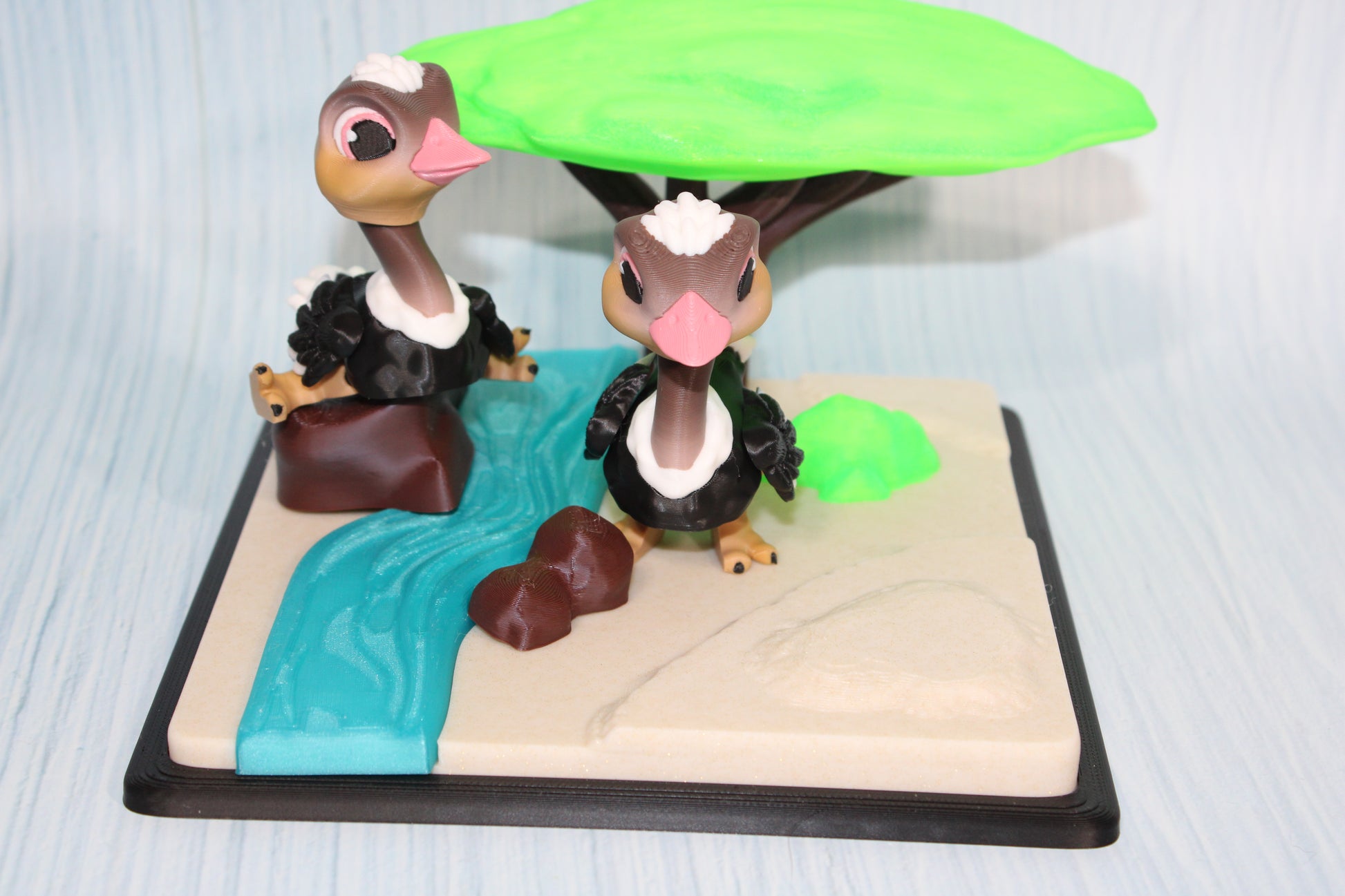 Ostrich with Diorama- Includes both Ostriches - Wonderland 3D Printing 