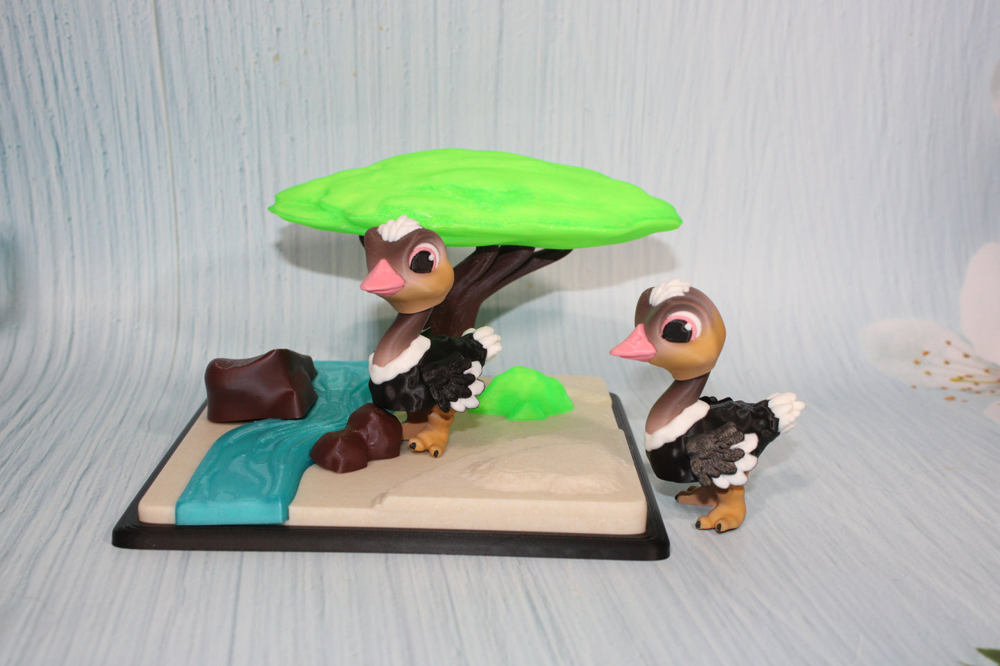 Ostrich with Diorama- Includes both Ostriches - Wonderland 3D Printing 