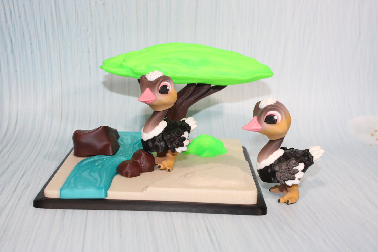 Ostrich with Diorama- Includes both Ostriches - Wonderland 3D Printing 