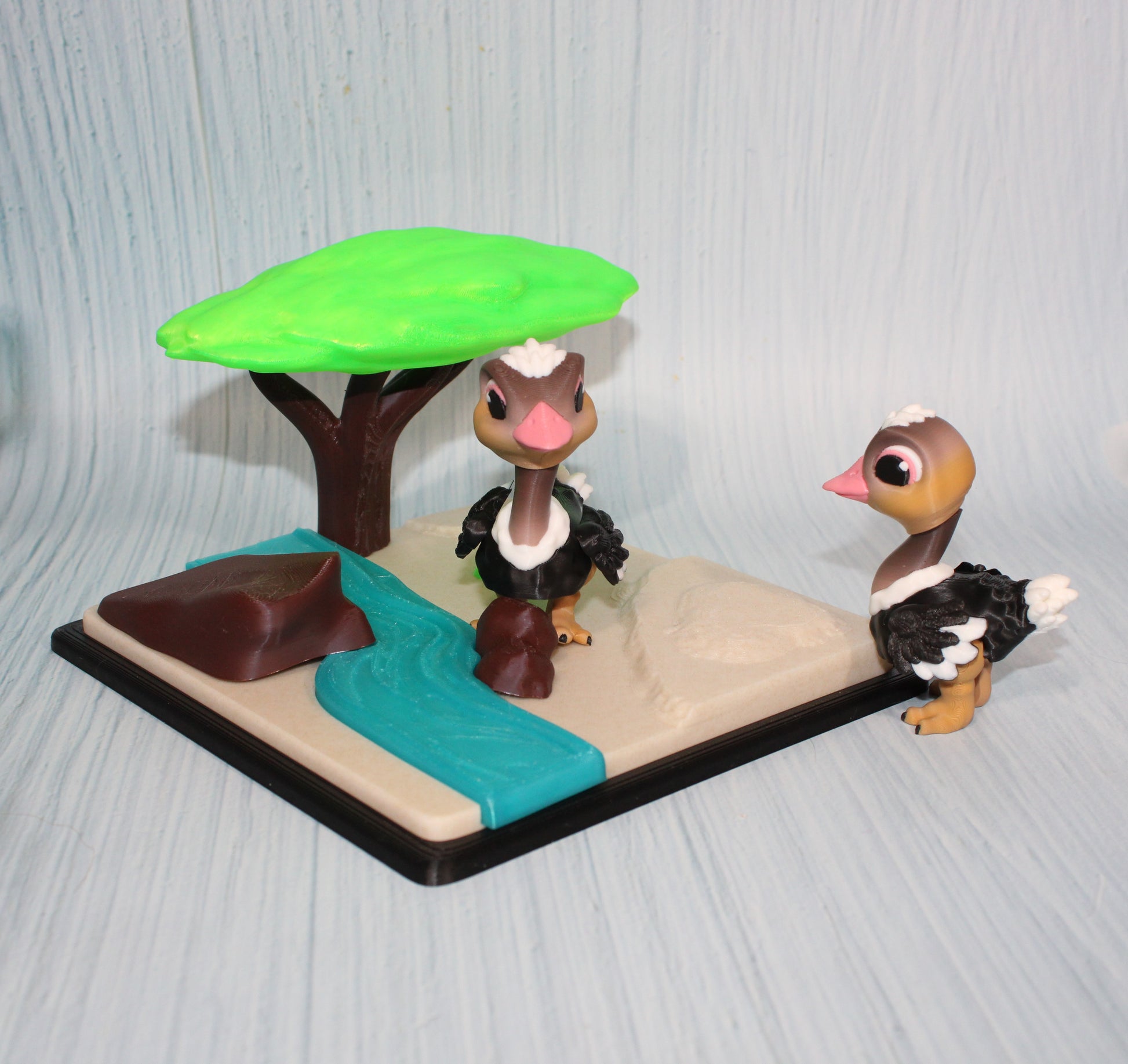 Ostrich with Diorama- Includes both Ostriches - Wonderland 3D Printing 