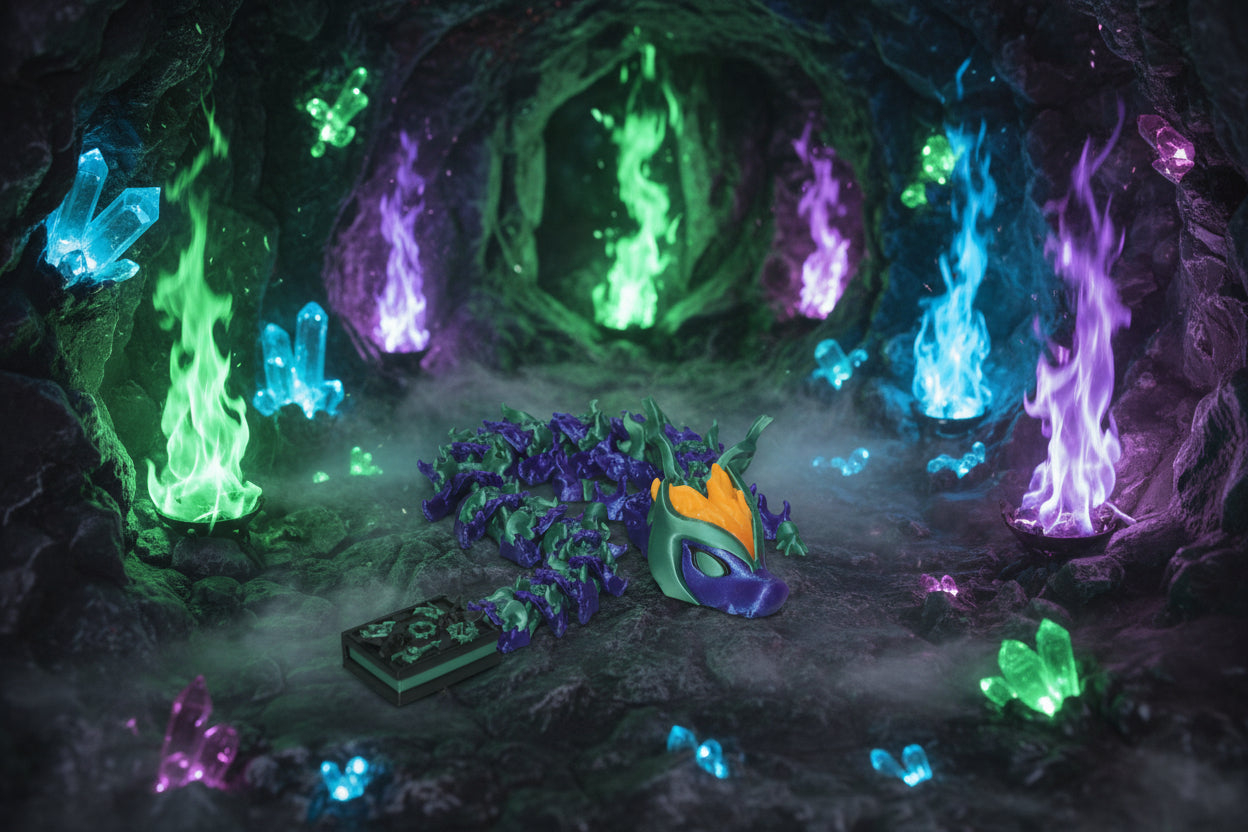 Witch fire Dragon 3D Printed Articulated Figurine - Wonderland 3D Printing 
