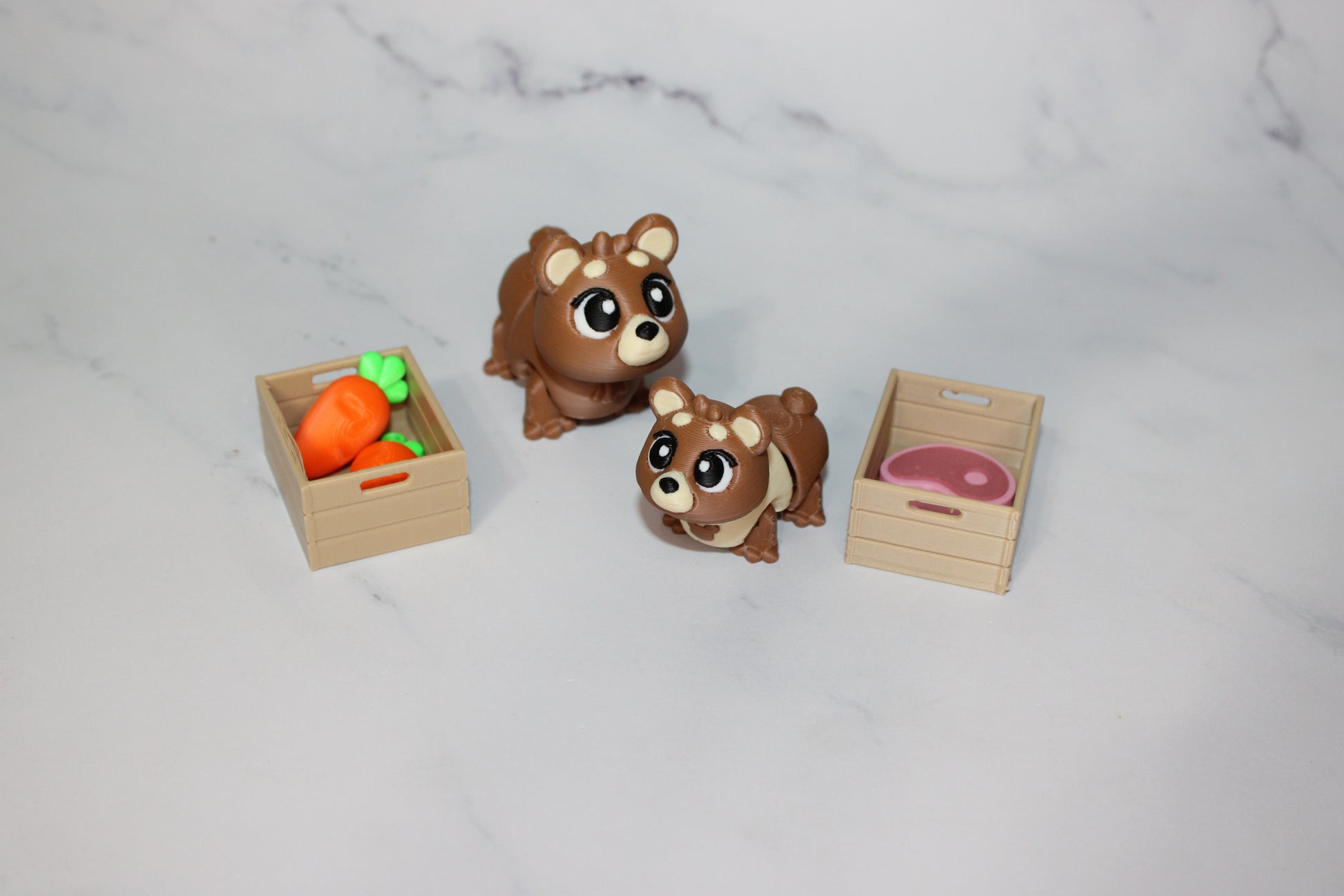 Mama and Baby Bear 8 Piece Set 3D Printed Articulated Flexi Fidget - Wonderland 3D Printing 