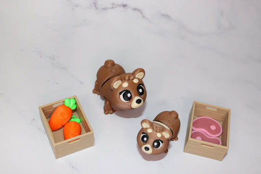 Mama and Baby Bear 8 Piece Set 3D Printed Articulated Flexi Fidget