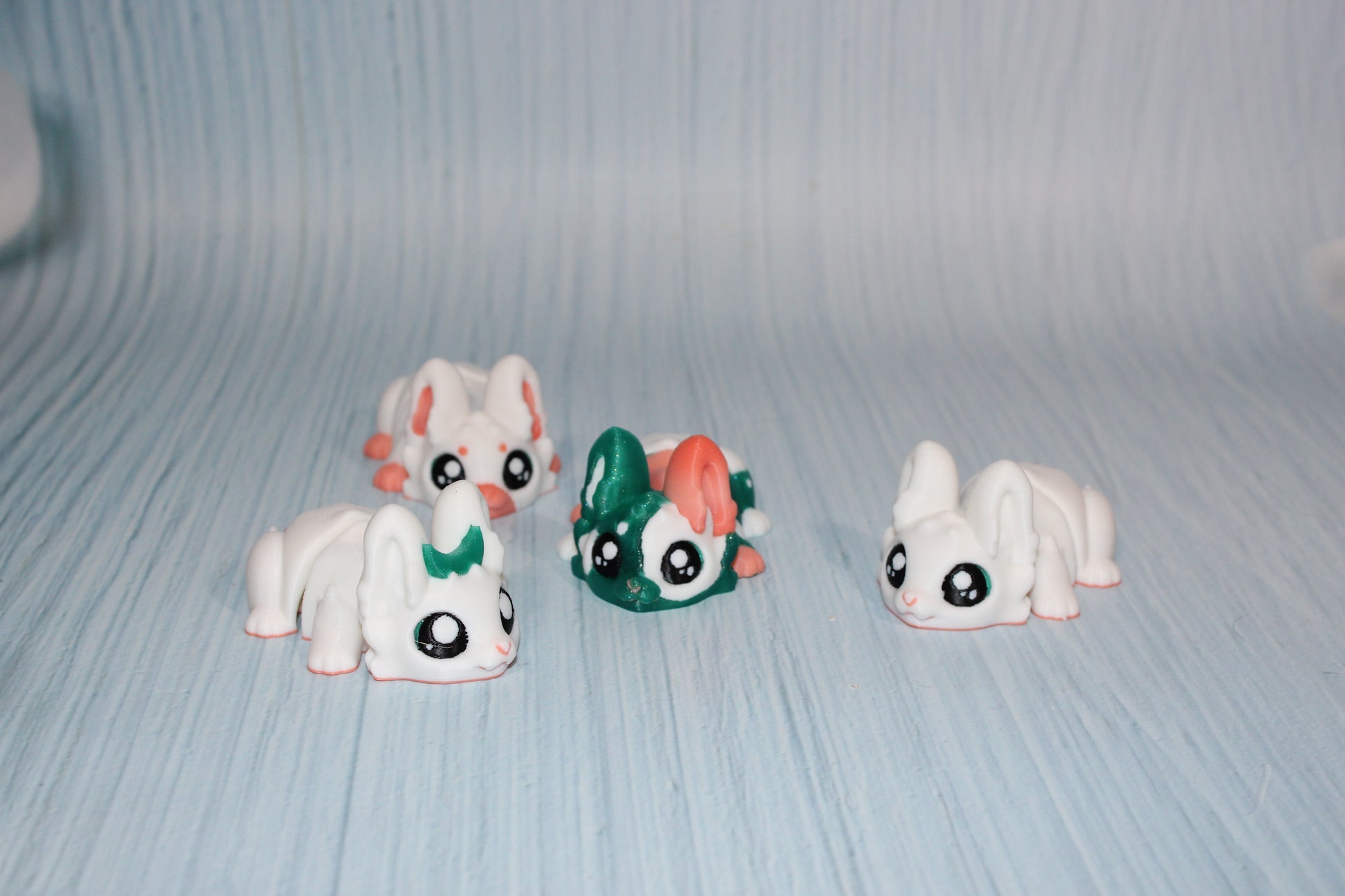3d printed Flexi Bunnies set of 4-3" long - Wonderland 3D Printing 
