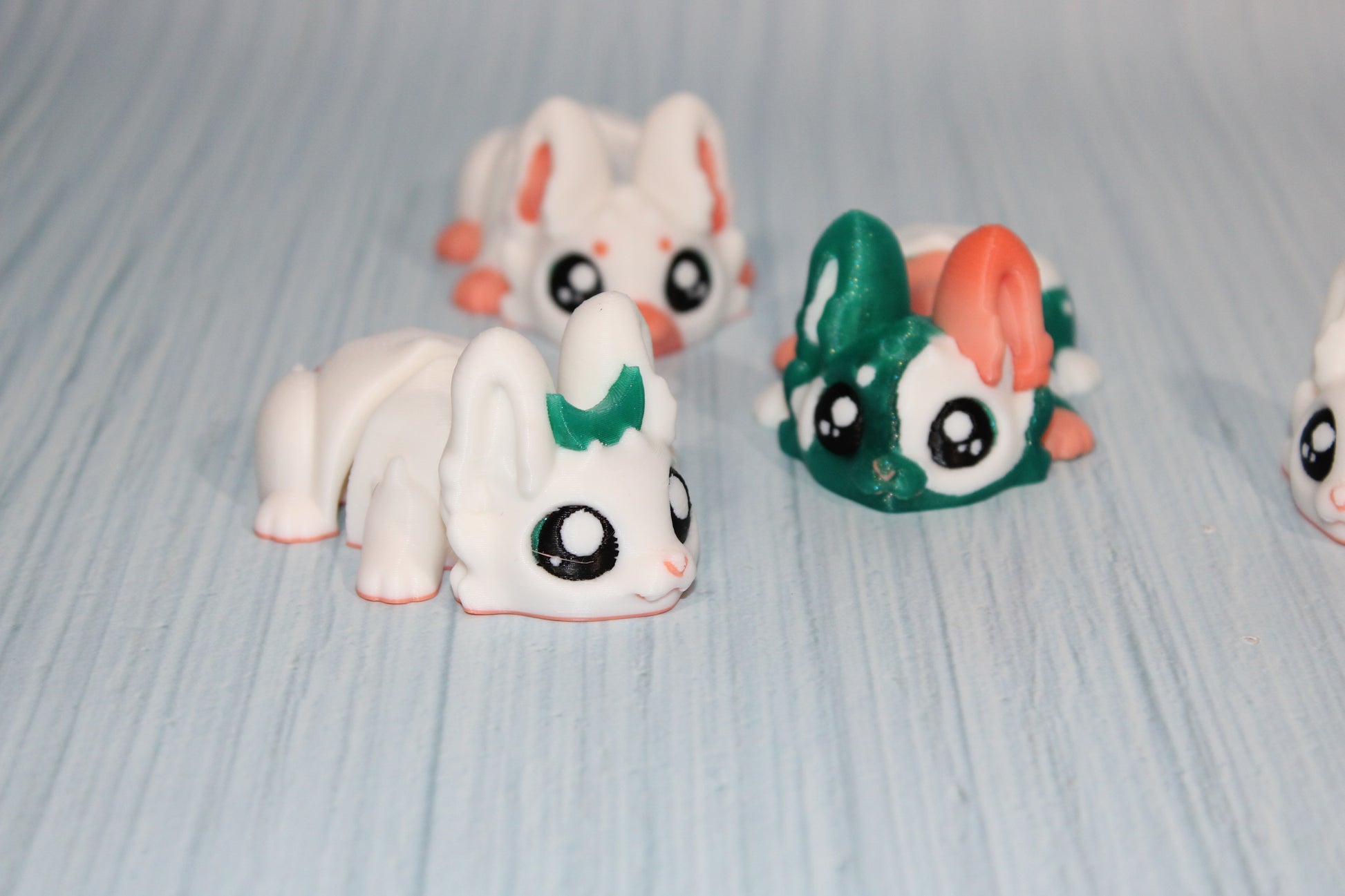 3d printed Flexi Bunnies set of 4-3" long - Wonderland 3D Printing 